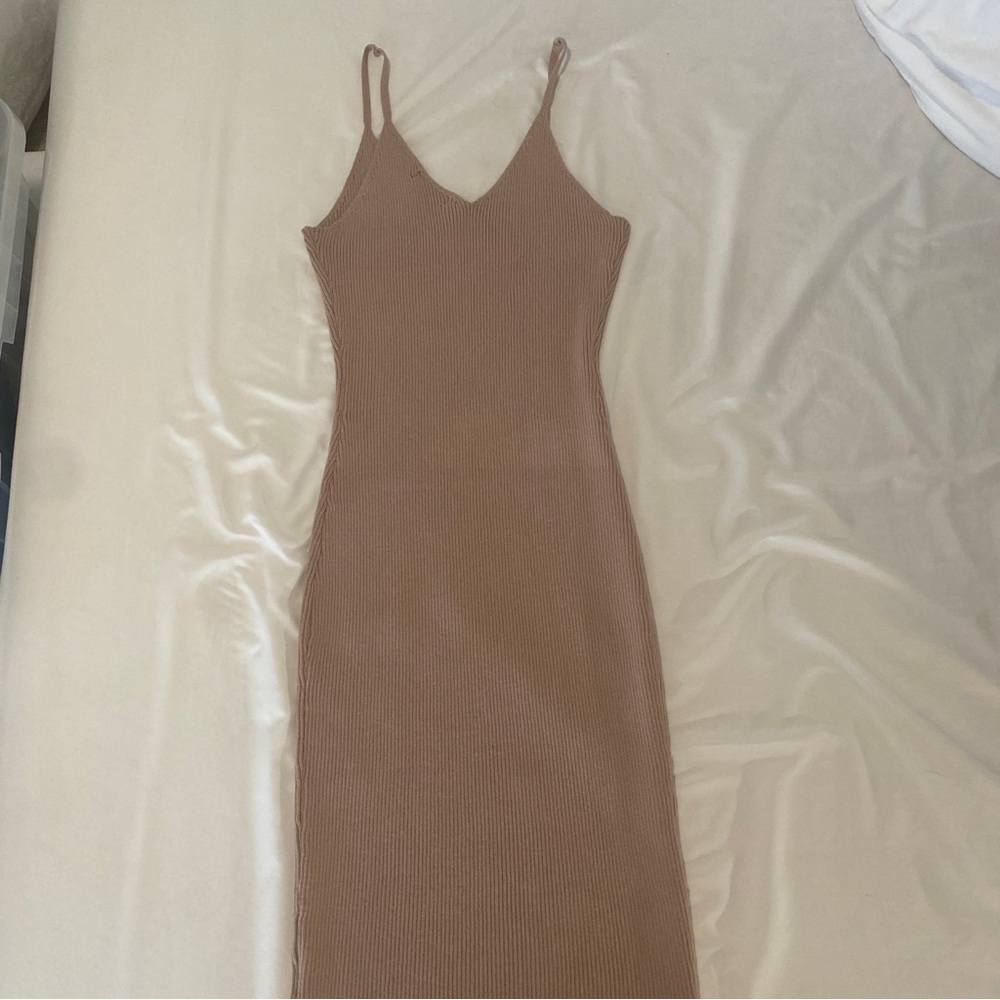 Beige Knit MIDI Dress